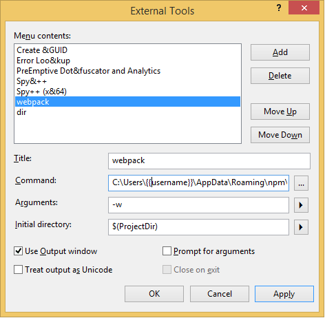 Visual Studio External Tool