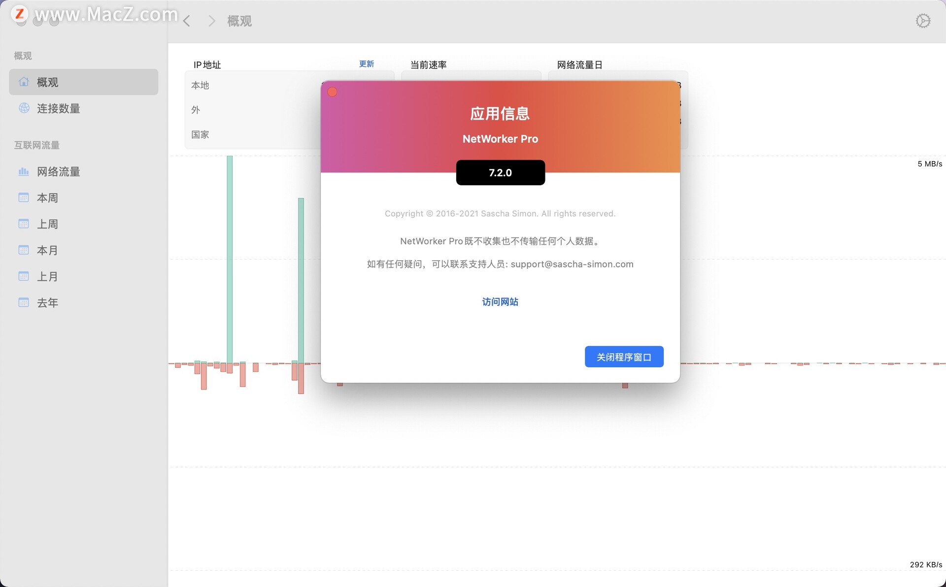 NetWorker Pro for Mac(网速流量显示工具) v7.2.0中文特别版 - 图1