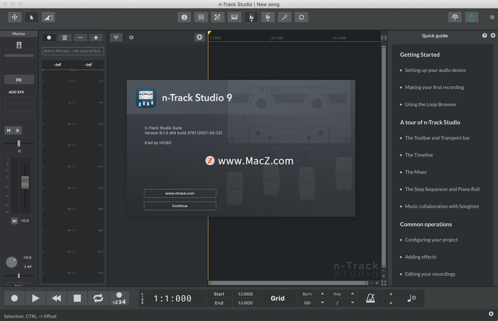 n-Track Studio 9 for Mac(音频编辑) v9.1.3.3751激活版 - 图1