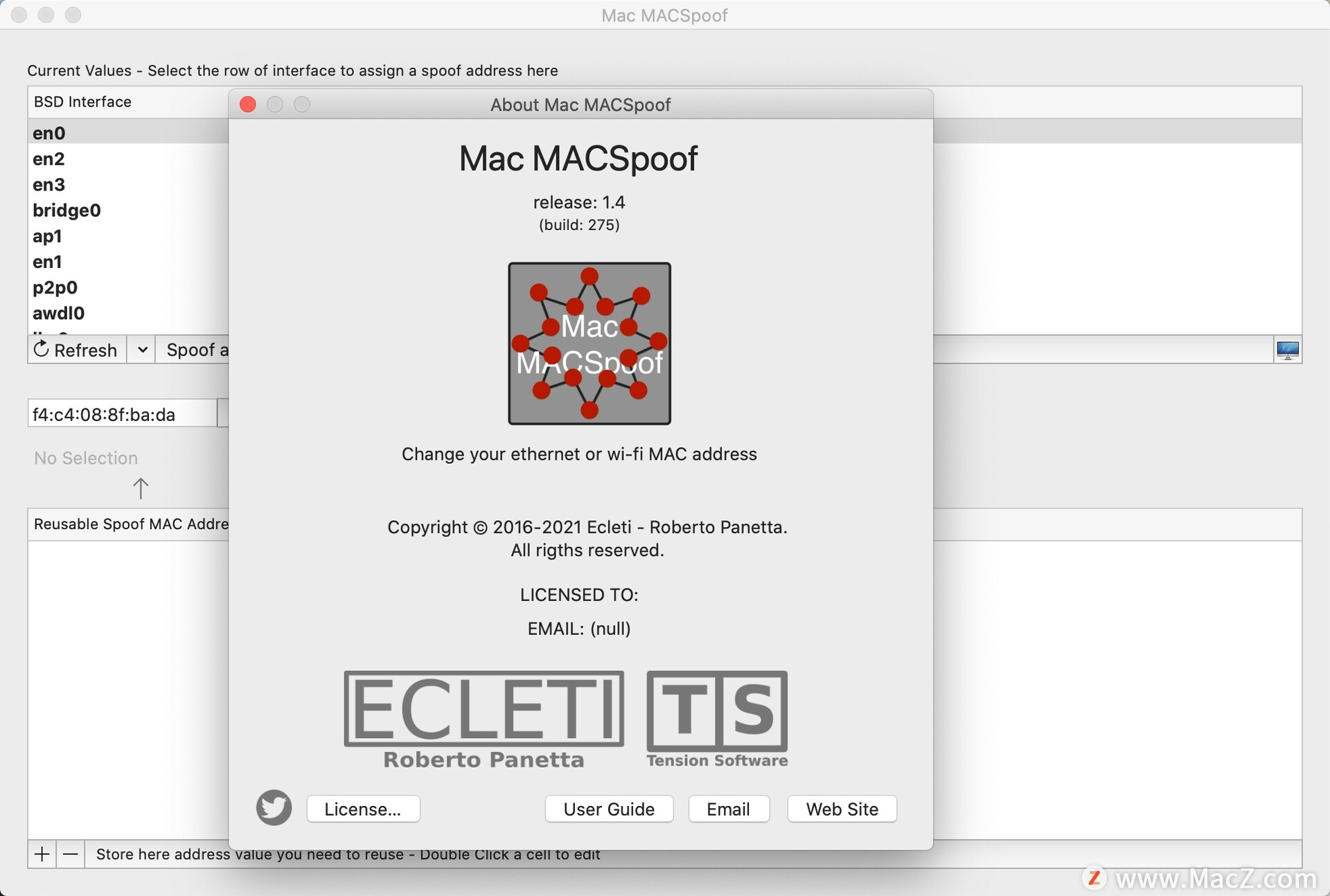 MACSpoof for Mac(IP地址更改软件) 1.4免激活版 - 图1