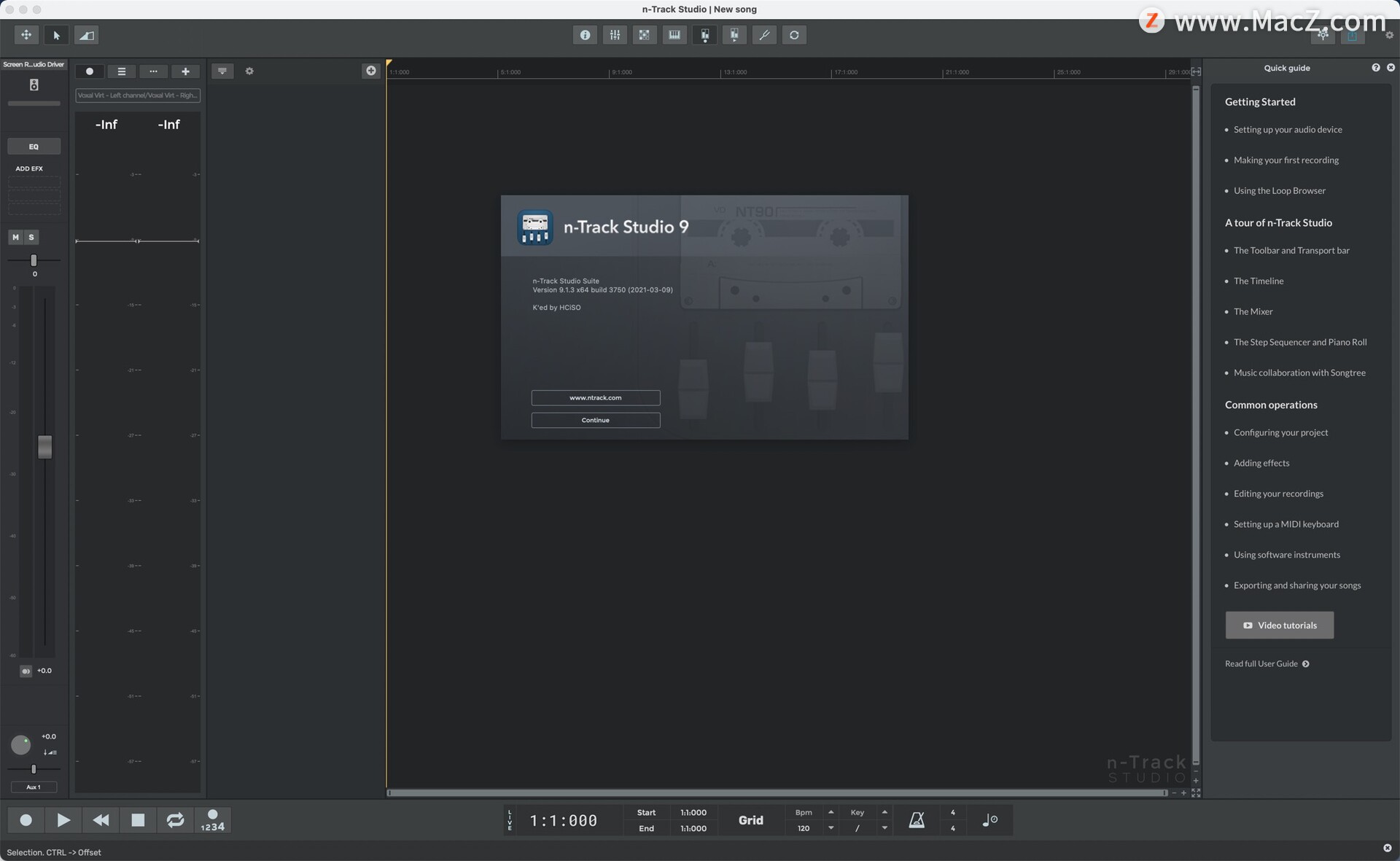 n-Track Studio 9 for Mac(专业音频编辑)v9.1.3.3750激活版 - 图1