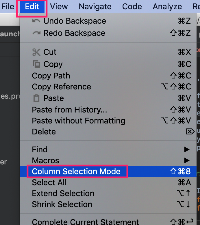 [AS][MacOS]Android Studio 列选择模式 - 图5