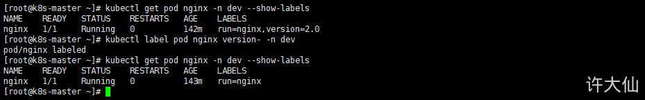 删除名称为dev的namespace下的Nginx的Pod上的标签.png