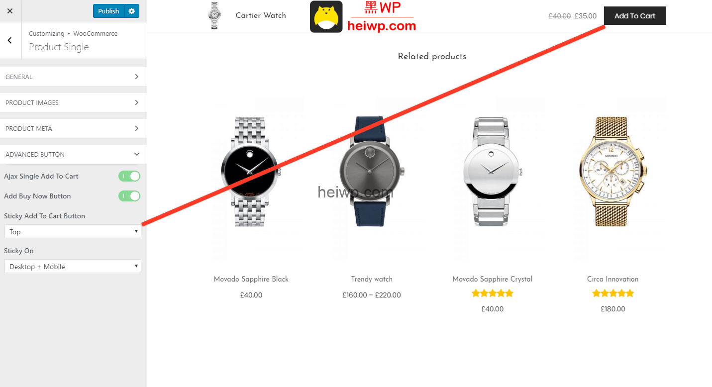 03、woostify Pro粘性添加到购物车按钮设置教程 - 图3