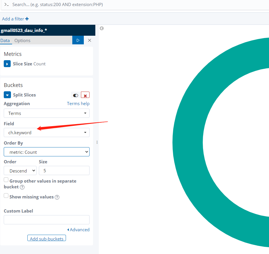 kibana使用饼状图根据某个字段进行分析 - 图6